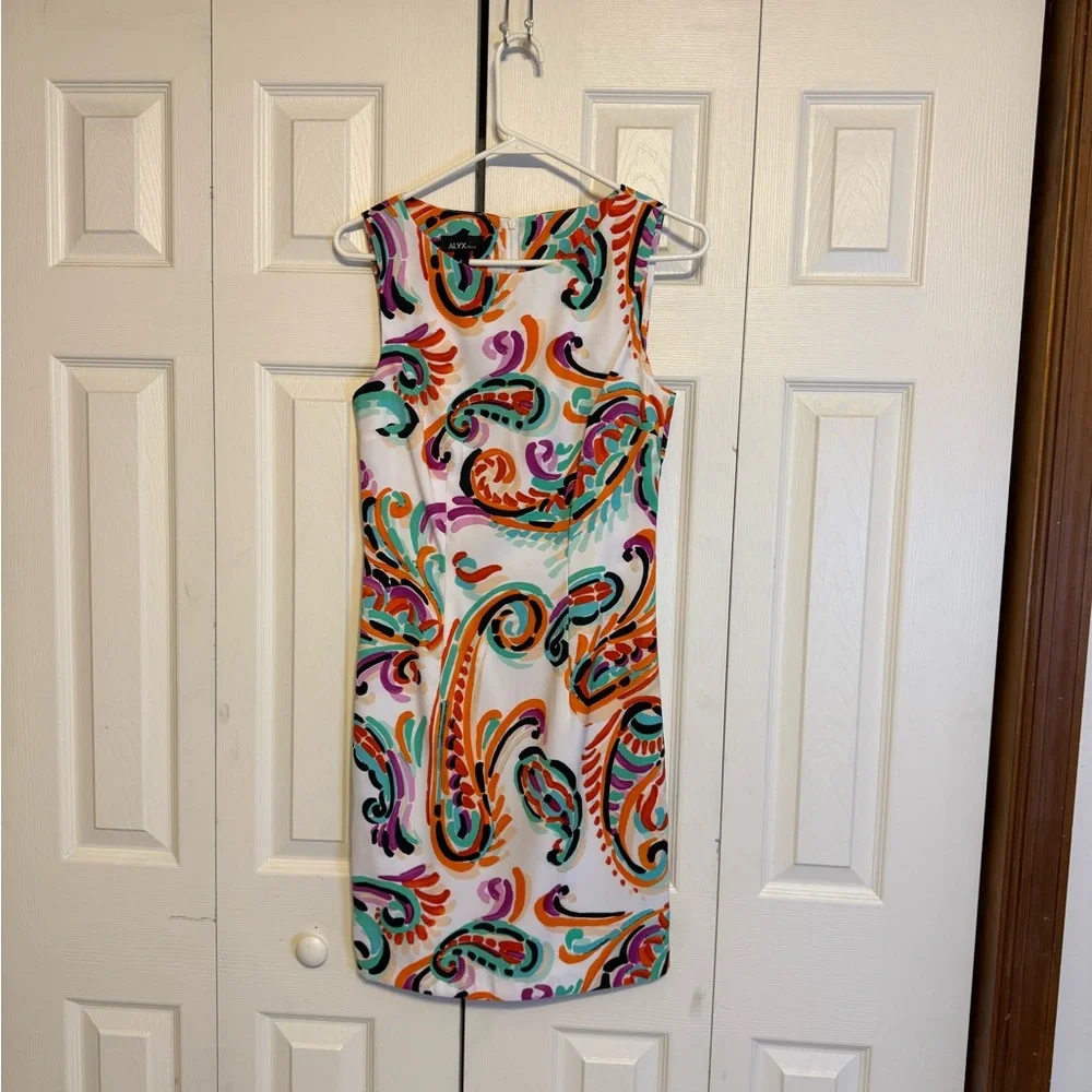 Alyx Sheath Dress in Blue‎ and Orange for Cocktail Events